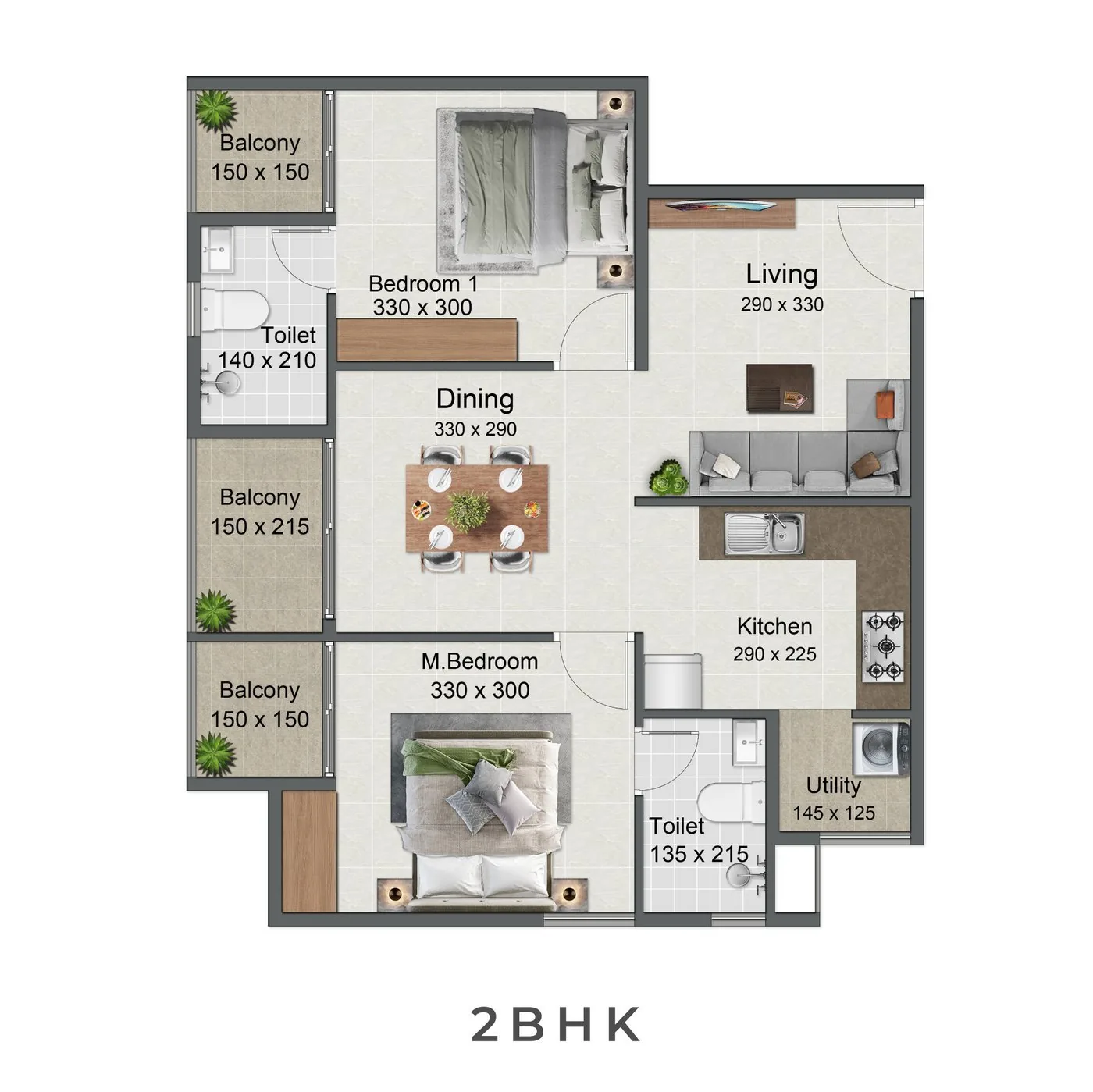 Sowparnika Florenzza 2 BHK premium residence floor plan layout